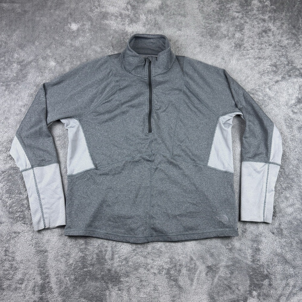 The North Face Flash Dry Active Jacket Womens XL Gray 1/2 Zip Thumbholes Outdoor